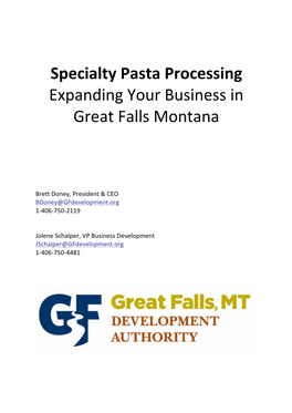 Specialty Pasta Processing Expanding Your Business in Great Falls Montana