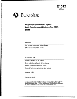 Bujagali Energy Limited I Bujagali Hydropower Project, Uganda Public Consultation and Disclosure Plan (PCDP) November 2006