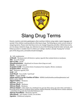 Slang Drug Terms