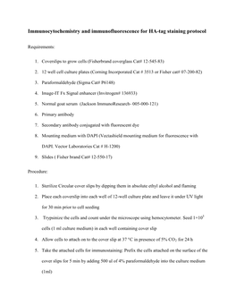 Immunocytochemistry and Immunofluorescence for HA-Tag Staining Protocol
