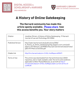 A History of Online Gatekeeping