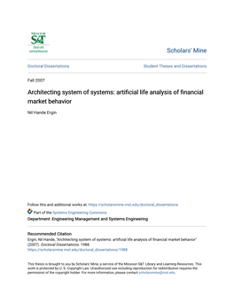Artificial Life Analysis of Financial Market Behavior