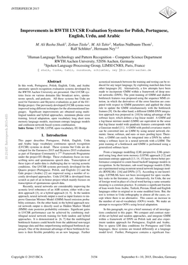 Improvements in RWTH LVCSR Evaluation Systems for Polish, Portuguese, English, Urdu, and Arabic