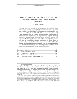 Reflections on the Daca Cases in the Supreme Court—The “Illusion of Freedom”*