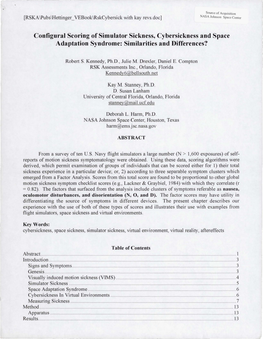 Configural Scoring of Simulator Sickness, Cybersickness and Space Adaptation Syndrome: Similarities and Differences?