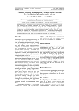 Of Etiella Zinckenella (Treitschke) (Lep.: Pyralidae) on Sophora Alopecuroides L