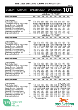 101 Monday to Friday Service Number 101 101 101 101 101 101 101 101 101