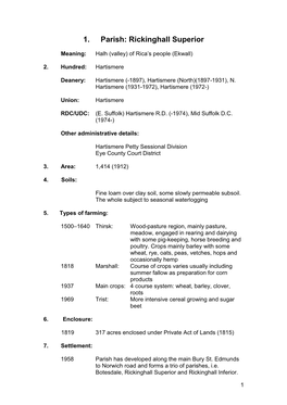 1. Parish: Rickinghall Superior