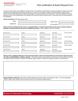 Ipad Justification & Quote Request Form