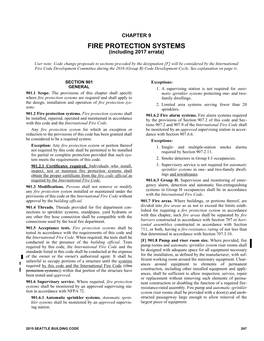 Seattle Building Code, Chapter 9, Fire Protection Systems