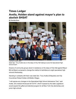 Times Ledger Avella, Holden Stand Against Mayor's Plan to Abolish