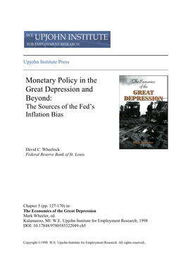 Monetary Policy in the Great Depression and Beyond: the Sources of the Fed’S Inflation Bias