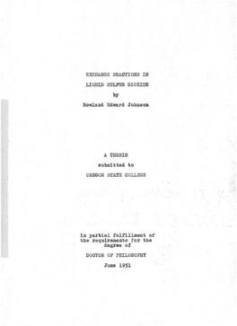 EXCHANGE REACTIONS in LIQUID SULFUR DIOXIDE B