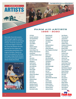 Farm Aid Artists 1985 – 2020