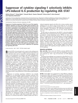 Suppressor of Cytokine Signaling-1 Selectively Inhibits LPS-Induced IL-6 Production by Regulating JAK–STAT