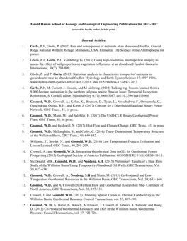 Harold Hamm School of Geology and Geological Engineering Publications List 2012-2017 Journal Articles 1. Gerla, P.J., Gbolo, P