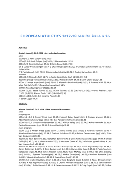 EUROPEAN ATHLETICS 2017-18 Results Issue N.26