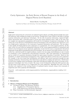 Cavity Spintronics: an Early Review of Recent Progress in the Study of Magnon-Photon Level Repulsion