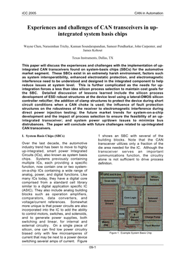 Experiences and Challenges of CAN Transceivers in Up- Integrated System Basis Chips
