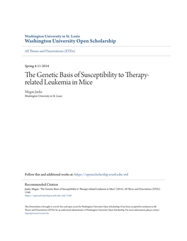 The Genetic Basis of Susceptibility to Therapy-Related Leukemia in Mice" (2014)