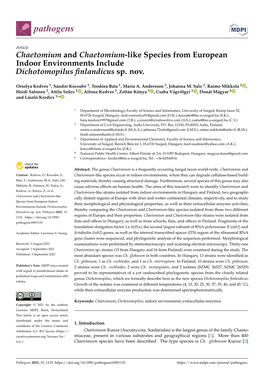 Chaetomium and Chaetomium-Like Species from European Indoor Environments Include Dichotomopilus ﬁnlandicus Sp