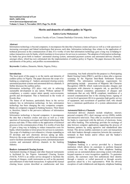 1 Merits and Demerits of Cashless Policy in Nigeria