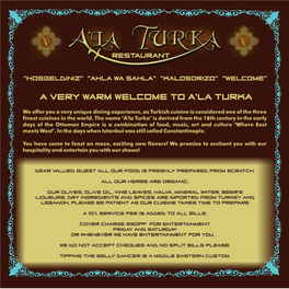 A Very Warm Welcome to A'la Turka