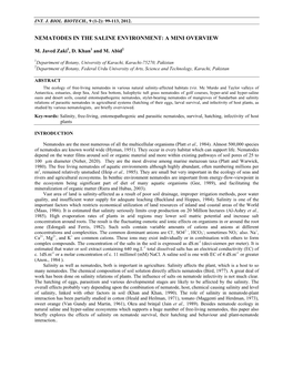 Salinity and Nematodes Diversity Influenced by Tamarix Ramosissima in Different Habitats in an Arid Desert Oasis