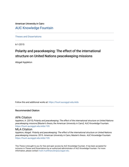 The Effect of the International Structure on United Nations Peacekeeping Missions