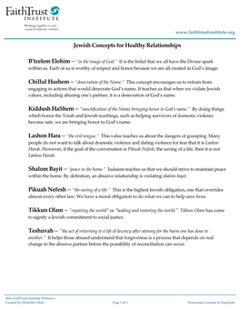 Jewish Concepts for Healthy Relationships