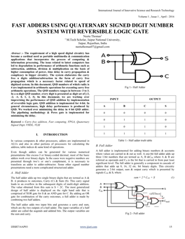 Fast Adders Using Quaternary Signed Digit