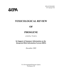 Toxicological Review of Phosgene (CAS No. 75-44-5) (PDF)