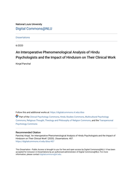 An Interoperative Phenomenological Analysis of Hindu Psychologists and the Impact of Hinduism on Their Clinical Work