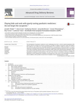 Playing Hide and Seek with Poorly Tasting Paediatric Medicines: Do Not Forget the Excipients☆
