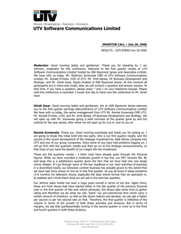 UTV Software Communications Limited