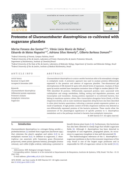 Proteome of Gluconacetobacter Diazotrophicus Co-Cultivated with Sugarcane Plantlets