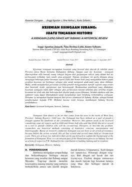 Kesenian Sisingaan Subang: Suatu Tinjauan Historis a Sisingaan (Lion) Dance Art Subang: a Historical Review