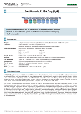 Anti-Borrelia ELISA Dog (Igg).Indd