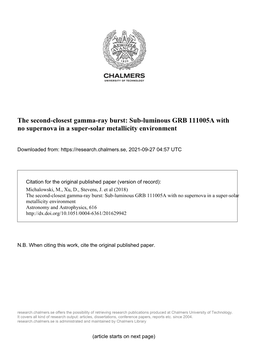 The Second-Closest Gamma-Ray Burst: Sub-Luminous GRB 111005A with No Supernova in a Super-Solar Metallicity Environment