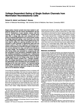 Voltage-Dependent Gating of Single Sodium Channels from Mammalian Neuroblastoma Cells