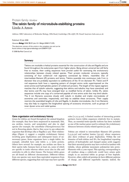 The Tektin Family of Microtubule-Stabilizing Proteins Linda a Amos