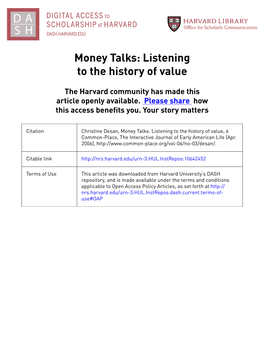 Money Talks: Listening to the History of Value