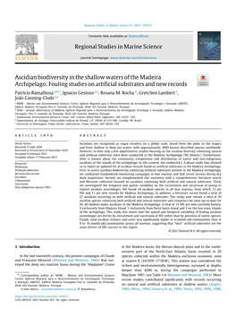 Regional Studies in Marine Science Ascidian Biodiversity in the Shallow