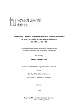 Arab Children's Narrative Development Measuring Narrative Interaction & Narrative Intervention in Arab-Speaking Children by DO-BINE and DO-FINE