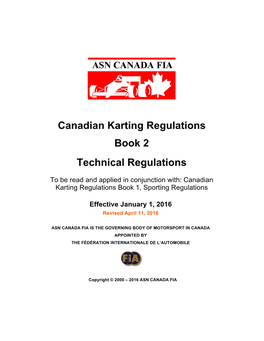 Canadian Karting Regulations Book 2 Technical Regulations