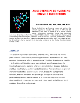 Angiotensin-Converting Enzyme (ACE) Inhibitors