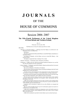 Journals of the House of Commons