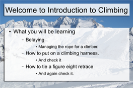 Intro to Climbing