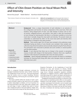 Effect of Chin-Down Position on Vocal Mean Pitch and Intensity