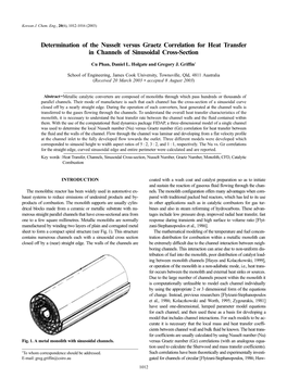 Determination of the Nusselt Versus Graetz Correlation for Heat Transfer in Channels of Sinusoidal Cross-Section